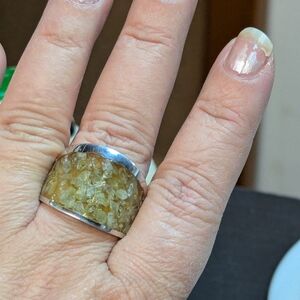 925 Sterling Silver Ring with Yellow Gemstones #10